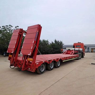 購入 低床半トレーラー 3軸水力梯子と自動ランプ 40T-100T 負荷容量 南アフリカ online manufacture